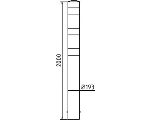 Schéma technique d''un poteau de dimensions 2000 mm de hauteur et 193 mm de diamètre.