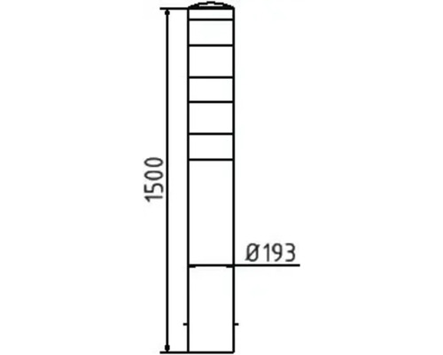 Dessin technique d''une borne d''une hauteur de 1500 mm et d''un diamètre de 193 mm.