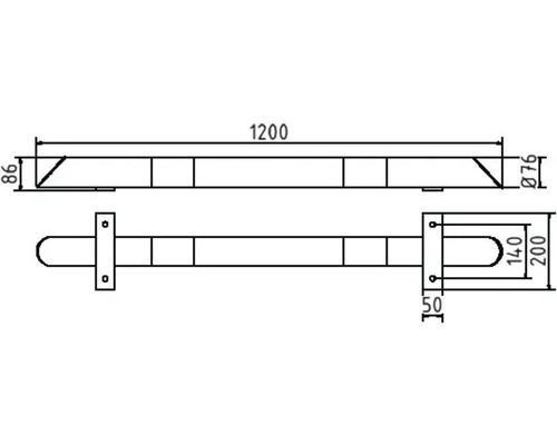 Dessin technique d''une barre de butée avec dimensions