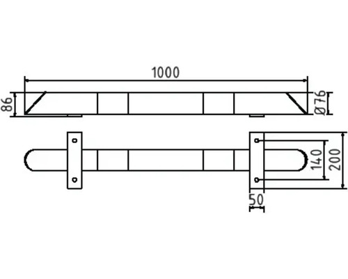 Schéma technique d''une protection anti-collision avec cotes