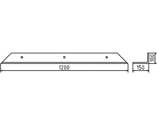 Schéma technique d''un élément de construction mesurant 1200 x 150 x 100 millimètres.