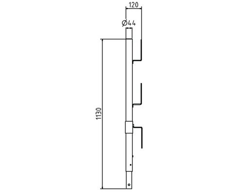 Dessin technique d''une barre de douche avec dimensions