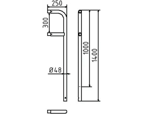 Dessin technique d''une main courante avec cotes.