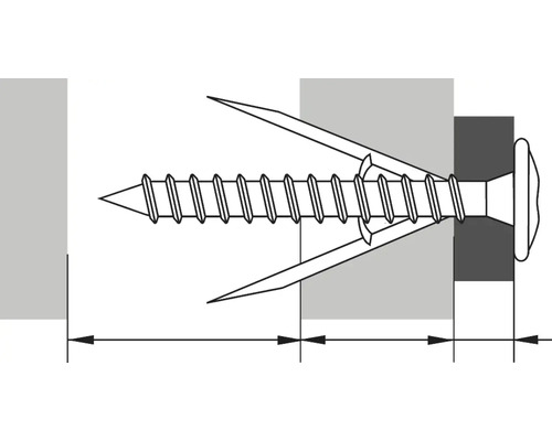 Schéma d''une cheville pour plaques de plâtre avec vis.
