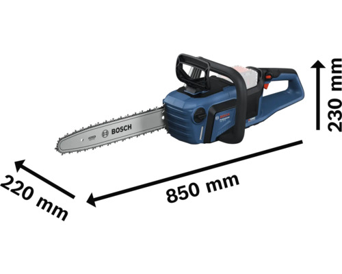Tronçonneuse à batterie Bosch avec indication des dimensions