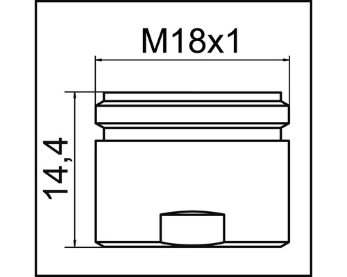 Dessin technique d''un bouchon fileté de dimensions M18x1 et de 14,4 millimètres de hauteur