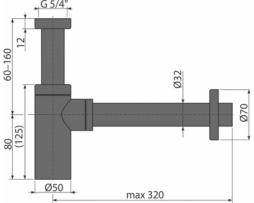 Skizze eines Siphons mit Massangaben