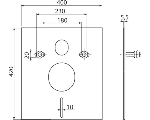 Dessin technique d''une plaque de commande avec dimensions