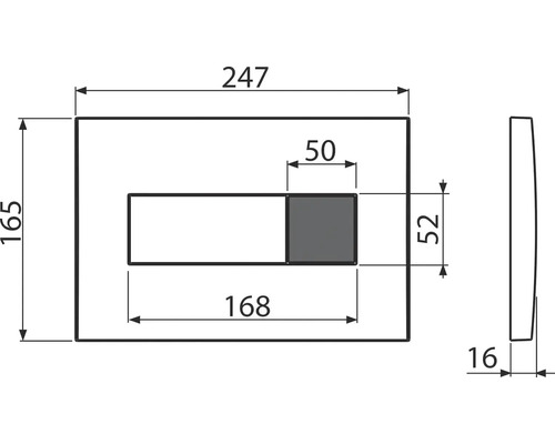 Schéma technique d''une plaque de commande avec dimensions