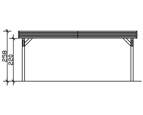 Technische Zeichnung einer Holzpergola mit Höhenangabe