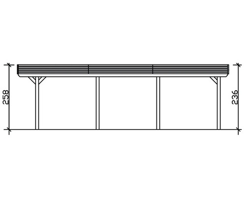 Technische Zeichnung eines Carports mit Massangaben