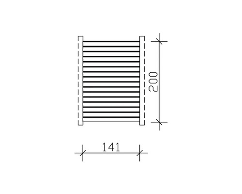 Schéma technique d''un sèche-serviettes avec indications de dimensions