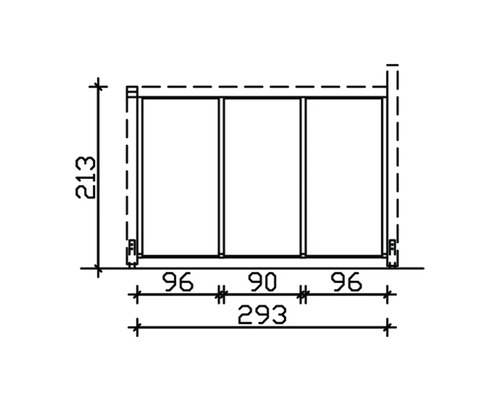 Dessin technique d''une armoire avec des dimensions de 213 x 293 cm