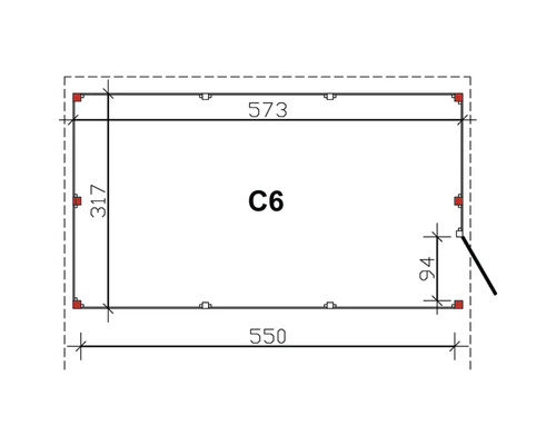 Technische Zeichnung C6 mit Massangaben in Millimeter