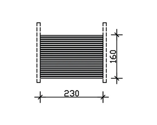 Schéma technique d''un radiateur mesurant 230 x 160 mm