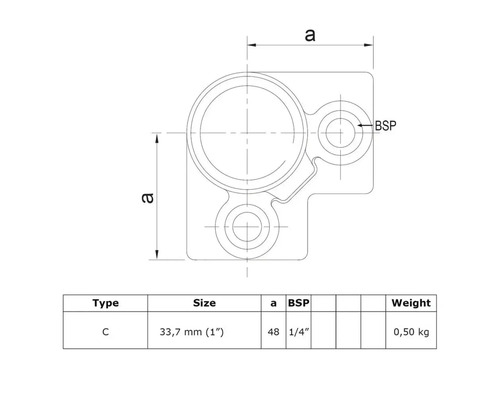 Dessin technique d''un connecteur type C avec indications de taille