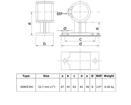 Dessin technique d''un support de tuyau avec dimensions