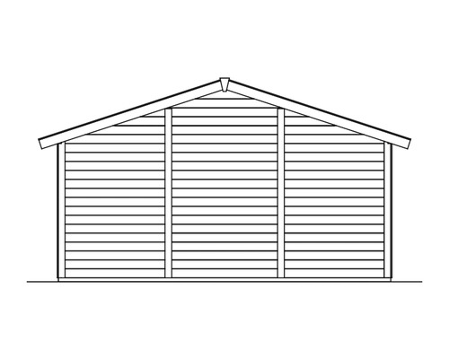 Illustration eines Gartenhauses mit Satteldach