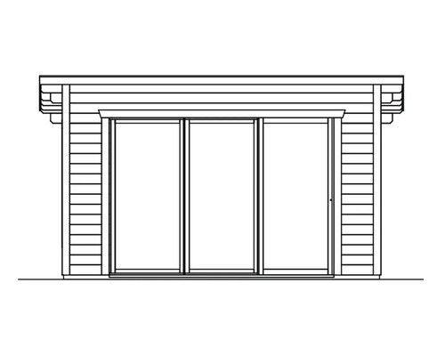 Illustration d''un abri de jardin avec trois portes coulissantes en verre