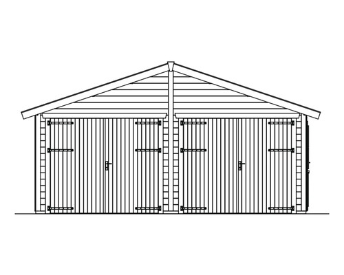 Garage double en bois avec portes battantes