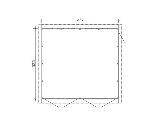 Dessin technique d''un objet mesurant 570 sur 525.