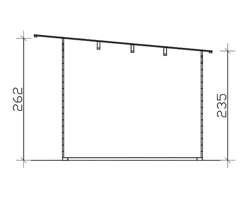 Dessin technique d''un abri en bois avec indications de hauteur