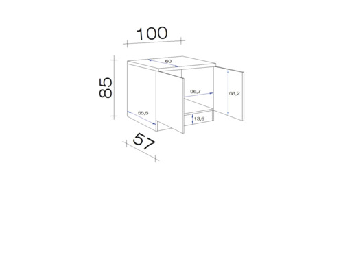 Dessin technique d''une armoire avec dimensions