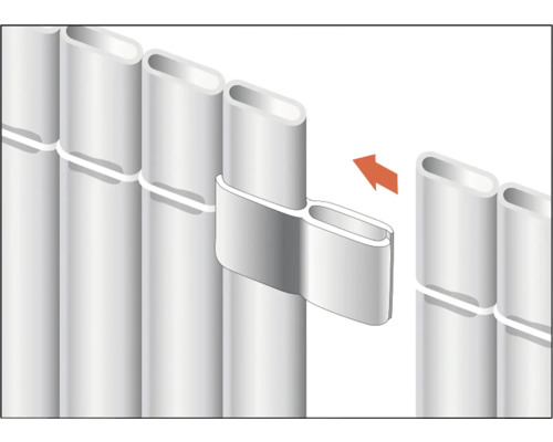 Illustration eines Zaunelements mit Montageclip