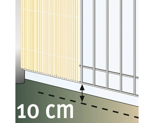Darstellung der Bodenfreiheit von 10 Zentimetern an einem Zaun.