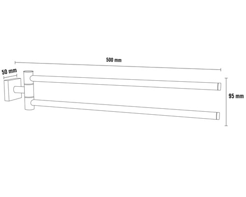 Abmessungen des schwenkbaren Handtuchhalters