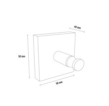 Umrisszeichnung einer Wandgarderobe mit den Maßen 50 mal 50 mal 49 Millimeter