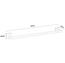 Handtuchhalter mit den Maßen 630 mm Länge, 50 mm Höhe und 85 mm Breite.