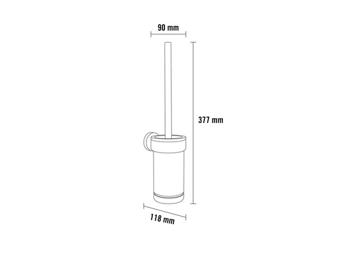 Image d''un ensemble de toilette avec les dimensions 90 millimètres, 377 millimètres et 118 millimètres.