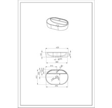 Schéma technique d'un lavabo à poser avec cotes