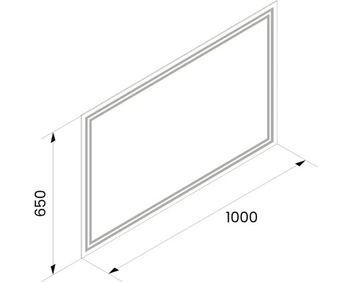 Abbildung eines Spiegels mit den Maßen 650 x 1000 Millimeter