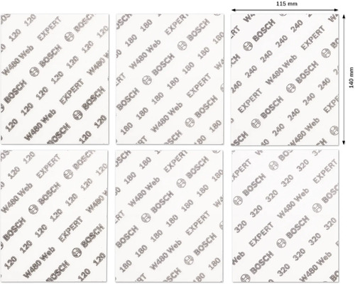 Bosch Expert Schleifblatt-Set, verschiedene Körnungen, Abmessungen 115 mm x 140 mm