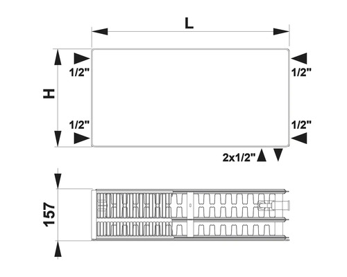 Schéma technique d''un radiateur avec dimensions