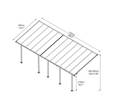 Terrassenüberdachung 730x295 cm weiss