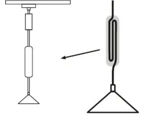 Schéma d''une suspension avec câble spiralé