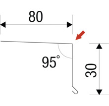 Schéma technique d''une cornière avec des dimensions de 80 sur 30 millimètres et un angle de 95 degrés.