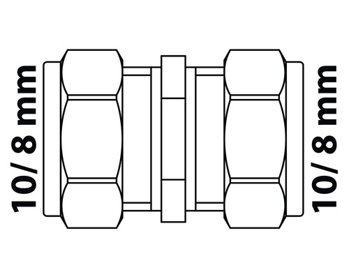 Schema einer Rohrverschraubung mit den Massen 10/8 mm.