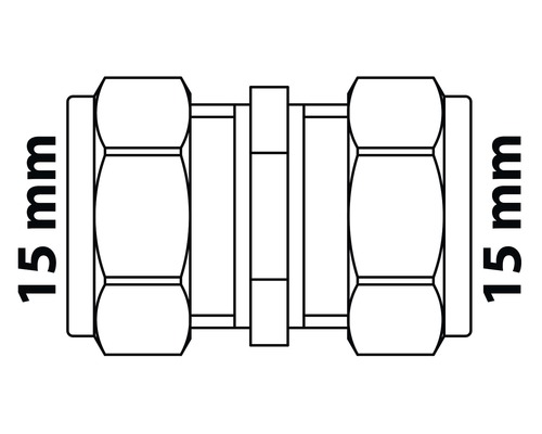 Schema einer Rohrverschraubung mit 15 mm Durchmesser