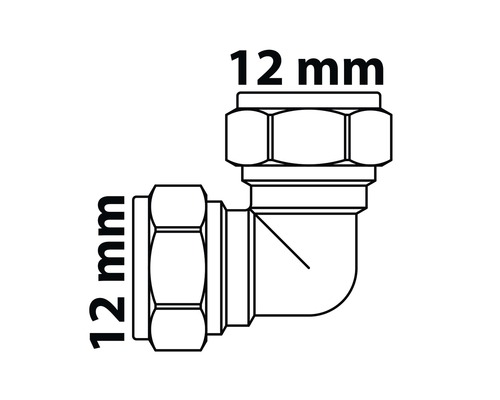 Rohrverbinder mit 90-Grad-Winkel und 12 mm Durchmesser