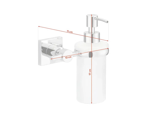 Wandseifenspender mit den Massen 11 cm, 13 cm und 17 cm