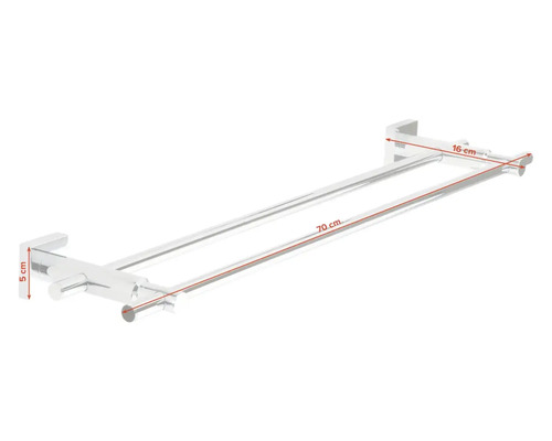 Porte-serviettes double pour montage mural, longueur 70 cm