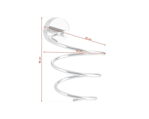 Support mural pour sèche-cheveux, en spirale, en métal