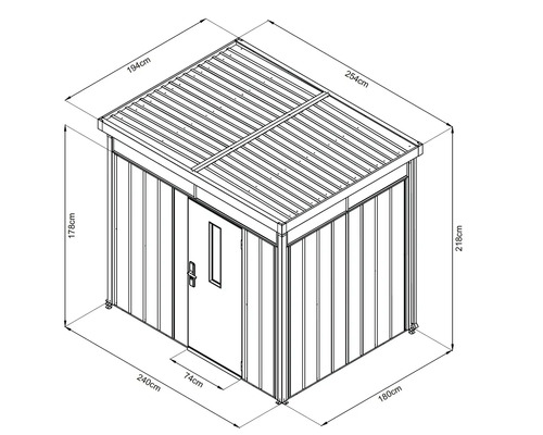 Dessin technique d''un abri de jardin avec dimensions