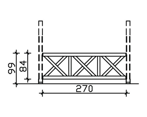 Dessin technique d''un garde-corps de balcon avec dimensions