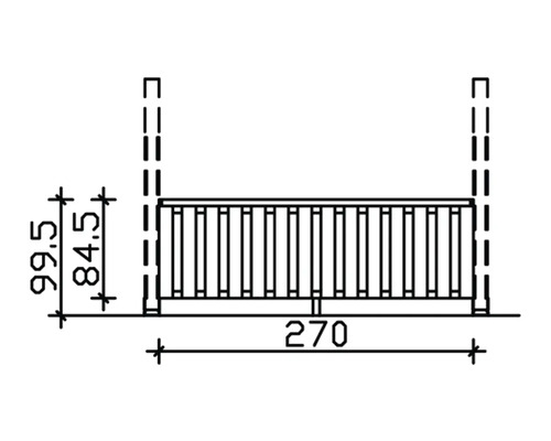 Schéma technique d''un garde-corps de balcon avec dimensions