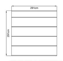 Technische Zeichnung eines Schranks mit den Maßen 291 cm x 291 cm